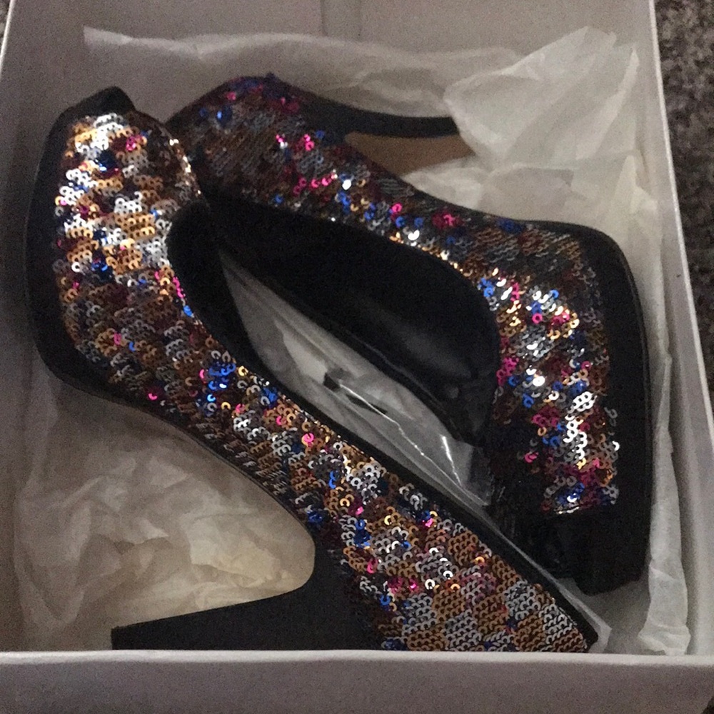 Nine West Sequin Stiletto Heels 7.5M